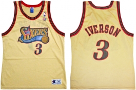 Allen Iverson Philadelphia Sixers 76ers Champion Gold NBA Jersey