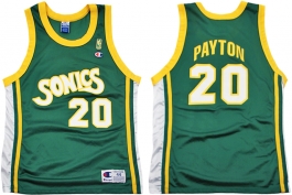 Gary Payton Seattle Supersonics Sonics NBA 50th Anniversary Gold Logo Champion Retro Jersey