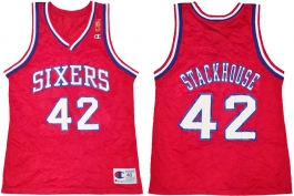 Jerry Stackhouse Philadelphia Sixers 76ers NBA 50th Anniversary Gold Logo Champion Retro Jersey