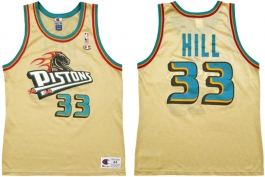 Grant Hill Detroit Pistons Champion Gold NBA Jersey