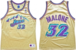 Karl Malone Utah Jazz Champion Gold NBA Jersey