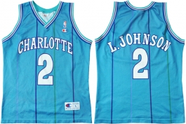 Larry Johnson Charlotte Hornets Blue Pinstripe European