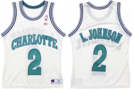 Larry Johnson Charlotte Hornets White first initial