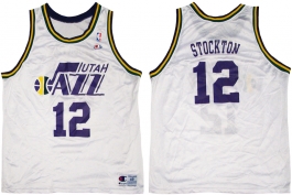John Stockton Utah Jazz White Small Name